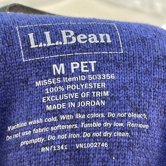 Vintage L.L Bean Blue Fleece Pullover Sweater Medium Petite - Picture 5 of 5